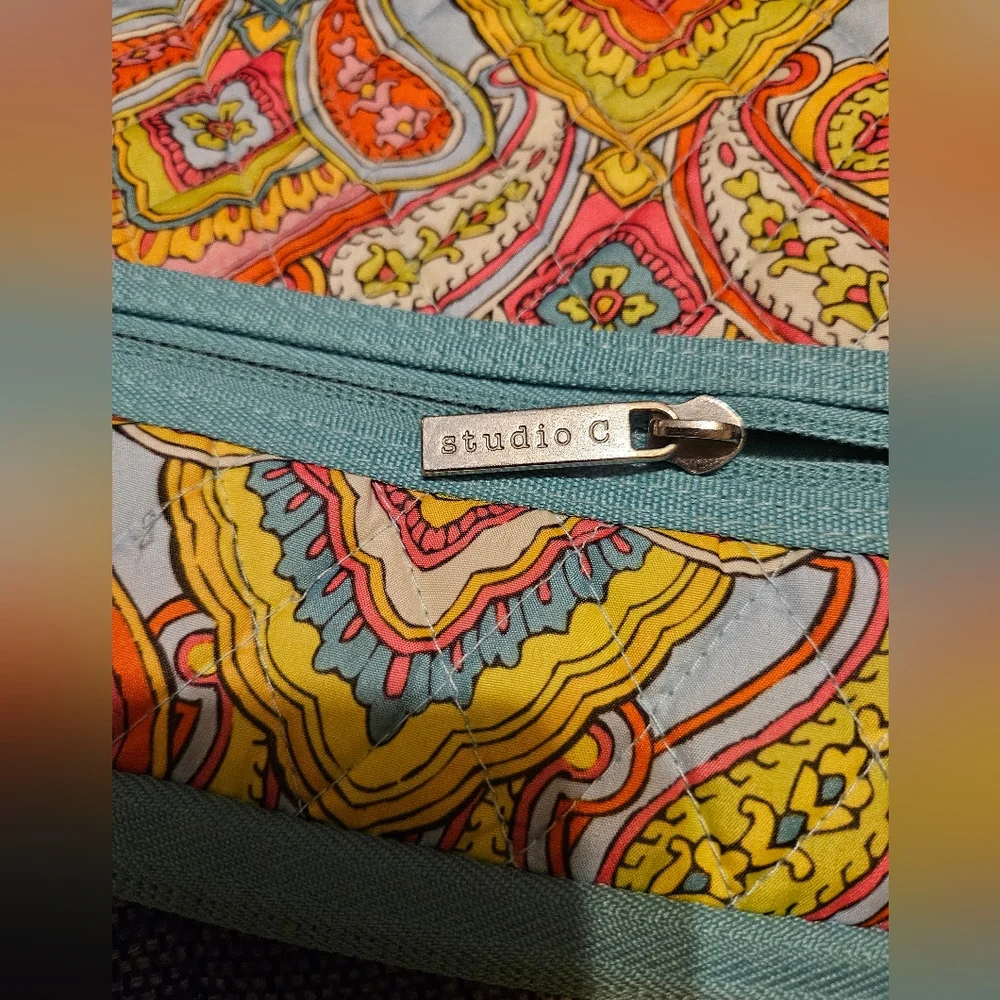Studio C Zippered Laptop Sleeve Quilted Paisley Design 16x11.5